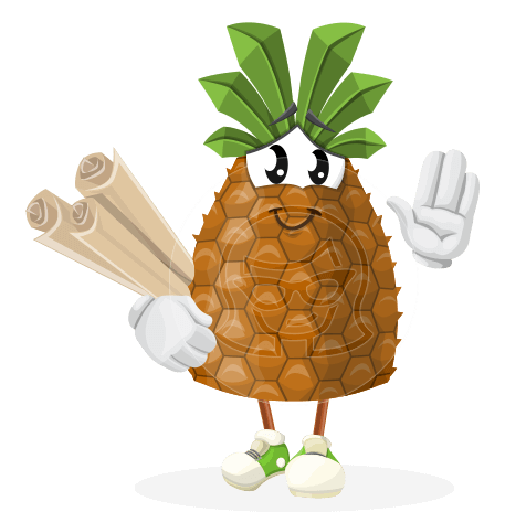 Pineapple Tropical Fruit Cartoon Vector Character AKA Mr. Juicy Tropicano